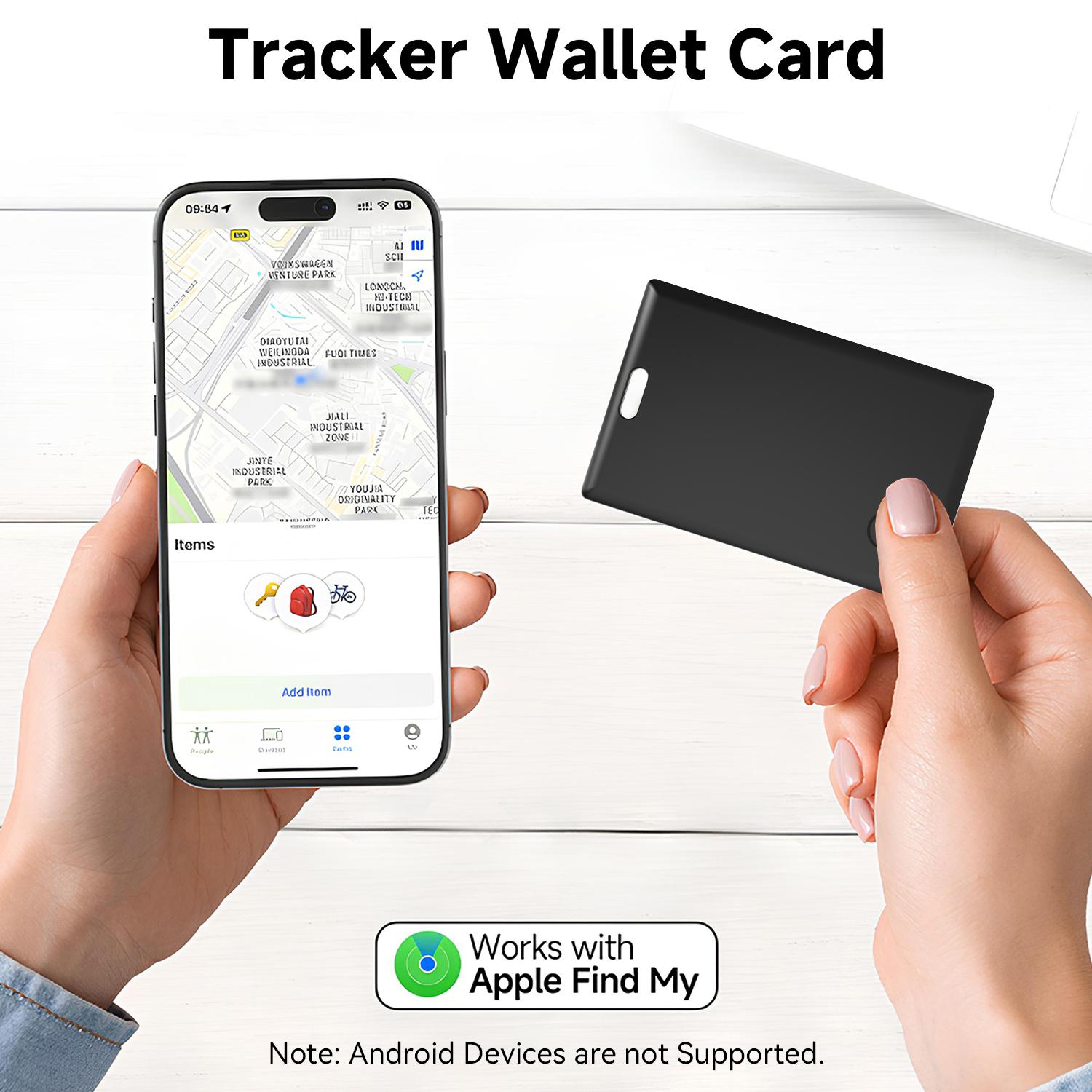 [Apple MFi Certified] Wallet Tracker Card Works with Apple Find My (iOS Only) — Ultra-Thin, 3 Year Battery No Charging Needed,Bluetooth Tracker for Wallet,Passport,Luggage,Key