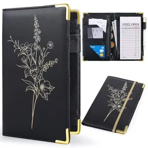 Server Book, PU Leather Server Books for Waitress with Zipper Pockets, Waitress Book with Pen Holder Fit Server Apron Check Presenters for Restaurants
