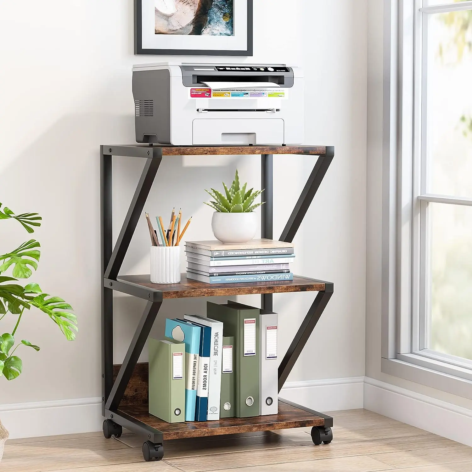 Tribesigns 3-Tier Printer Stand Rolling Printer Cart for Home Office Metal Organiser Racks Room Slide Tribesigns 3-Tier Printer Stand Rolling Printer Cart for Home Office Metal Organiser Racks Room Slide