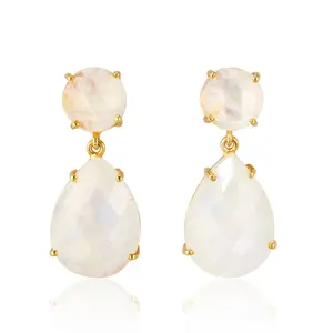 Lennox Earrings | Rainbow Moonstone