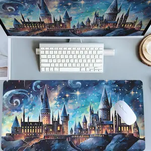 Magic Castle Pattern Gaming Mouse Pad Extra Large Computer Mouse Pads for Desk XXL Mouse Pad for Laptop Big Mouse Pad Extended Mouse Pad with Non - Slip Rubber Base Stitched Edge for Home and Office