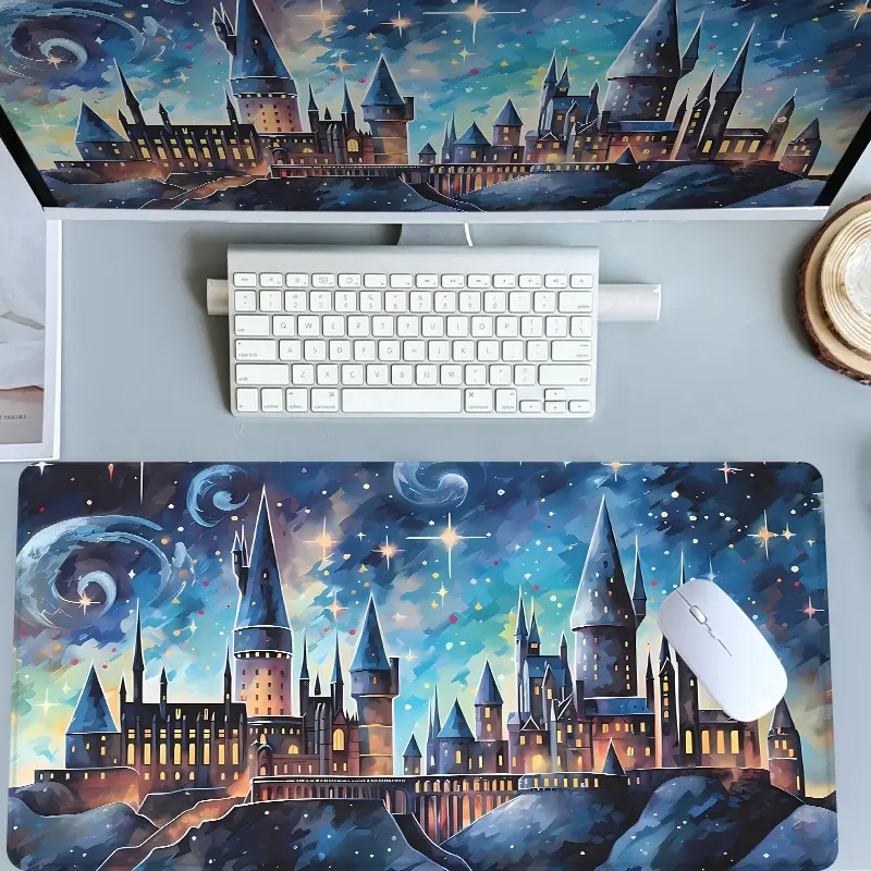 Magic Castle Pattern Gaming Mouse Pad Extra Large Computer Mouse Pads for Desk XXL Mouse Pad for Laptop Big Mouse Pad Extended Mouse Pad with Non - Slip Rubber Base Stitched Edge for Home and Office Desk Accessories