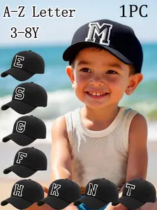1PC Kids 26 Letter Baseball Hat, Customizable A-Z Initials, Casual UV Sun Protection Cap, Soft Brim, Suitable for Ages 3-8
