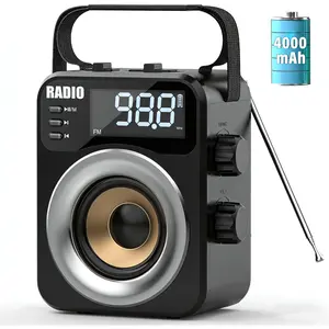 Radio Portable AM FM WB SW, Digital Radios Built-in 4000mah Rechargeable /DC D*3 Cell  Operated,10W Speaker,Tf/USB Playback,LCD Display Weather Alert for  Outdoor