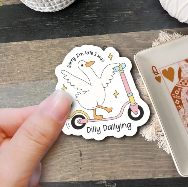 Silly Goose & Cute Funny Stickers - Trendy Girly Pink Vinyl Decals, Waterproof, Humorous Design, Ideal for Personalizing Books, Laptops & More