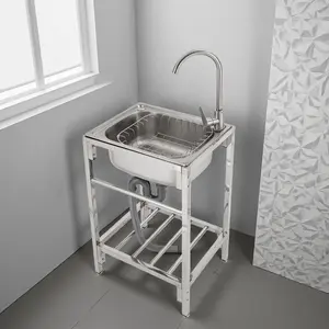 CNCEST Heavy Duty Utility Sink Commercial Grade Single Bowl Sink 220lb Weight Capacity Features Layered Filtration System for Restaurants and Kitchens