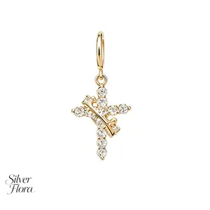 Holy Light • Holy Light Draped Design · Rhinestone Cross Small Hoop Earrings, Gold/Silver — for everyday outings, music festivals, dates, holiday gifts; Gothic Style / Street Punk Style / Avant-Garde Style / Dark Elegant Style