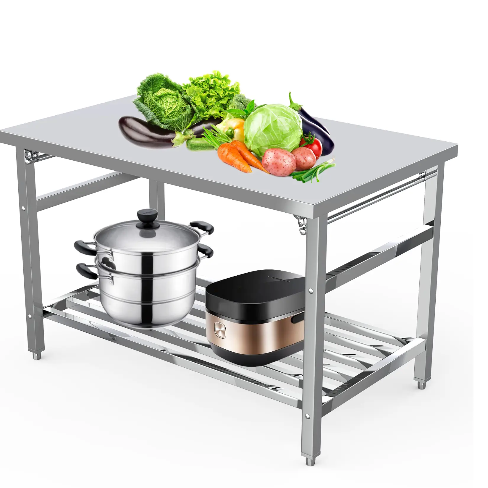 [Football Fan SeasonDeal] New Upgraded Utility Tables Heavy-Duty Stainless Steel Work Table 48 x 30 Inches with Adjustable Undershelf, NSF Certified Kitchen Island for Commercial and Home Use