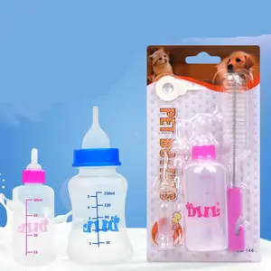 Nursery (Bottle) - Plastic Pet Cat Puppy Dog Baby Animal Feeding Bottle with Spare Nipple and Brush Set Dog Cat Feeders Pet Health Water Bottle