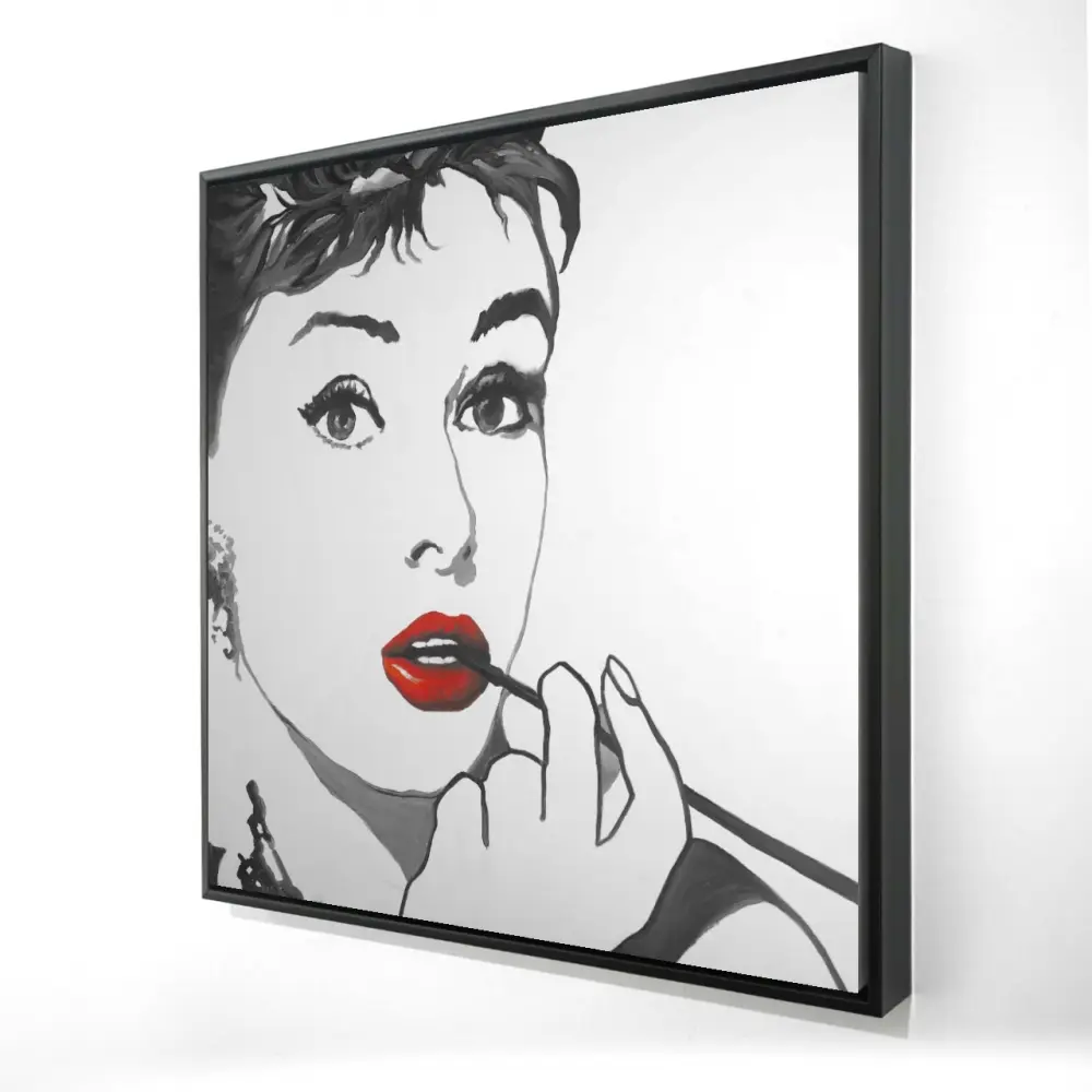 Begin Home Decor 2081-2424-FI19 24 x 24 in. Audrey Hepburn Outline Canvas - Framed Bedroom Home Decor