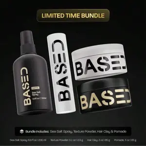 BASED Ultimate Straight/Wavy Hair Styling Bundle| Texture Powder, Clay, Pomade, Sea Salt| BASED Bodyworks