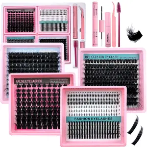 697Pcs Lash Clusters 4 Style Mini Boxes 100/200/300 Density Spiky Single LashesWith Spikes Wispy Eyelash Clusters Kit 6-20mm Spiky Manga Lash Clusters Volume Cluster Eyelash Extensions Lash Clusters Individual Lashes With DIY Lash Fashion Eyelashes