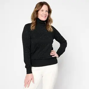 Jaclyn Smith All-Over Rhinestone Turtleneck Sweater