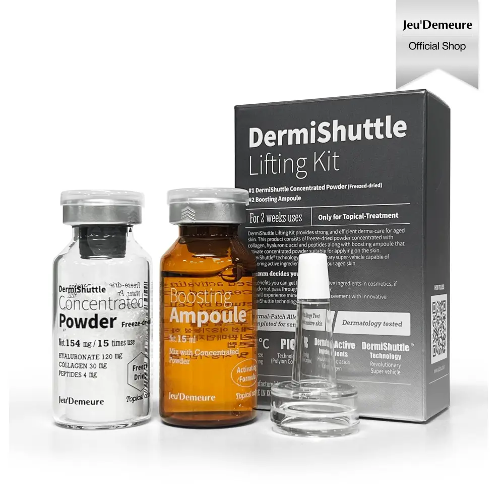 [JEU'DEMEURE] Dermi Shot Mini Set- 2 Weeks Reverse Aging DermiShuttle Face Lifting Kit (Serum), 100% Collagen, Peptide, Hyaluronic Acid Serum, Instant Face Lift Korean skin care Serum for Anti-Aging, Deep Hydration