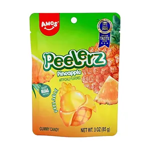 Amos Sweets Pineapple Gummy Candy - Real Fruit Juice, 85g Pack - Chewy Tropical Fruit Snacks