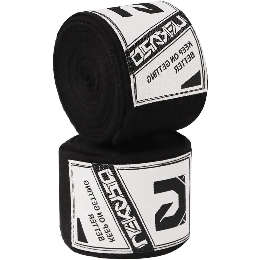 Unisex 2-Pack Elastic Cotton Boxing Hand Wraps, 160" Long, Adjustable Hook & Loop Closure, Breathable Moisture-Absorbing Boxing Training Band for MMA, Muay Thai, Two-Pack