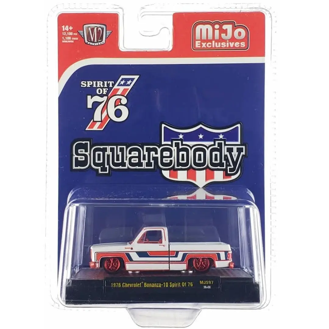 M2 Machines 1976 Chevrolet Silverado Bonanza-10 SPIRIT OF 76 Squarebody White MJS97 1/64 CHASE