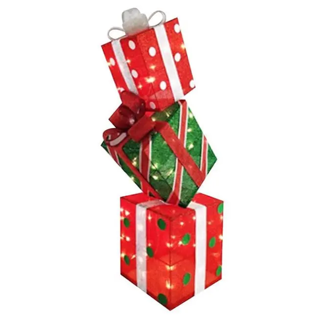 212 MAIN 3 ft LED Stacking Boxes - 13 in x 8.6 in, 2.66 lbs, LED Lights with Timer On/Off, Batteries-Powered, Colorful Light-Up Christmas Decor, Indoor/Outdoor Porch Decoration, Home Supplies Gift, Holiday