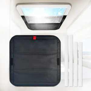 RV Sun Blackout Vent Cover, Reflective Insulation Skylight Window Shade, Roof Ventilation Shield for Motorhome, Sturdy Velcro Attach, 16x16 in Foldable Heat & Light Blocker, Camper/Tailer Accessories
