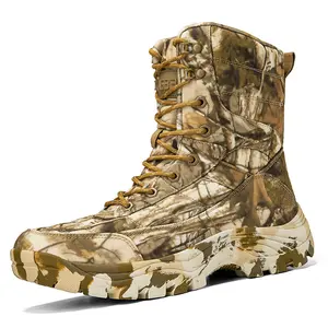 High-Top Tactical Jungle Camouflage Hiking Boots for Men, Designed for Durability And Non-Slip Outdoor Use.