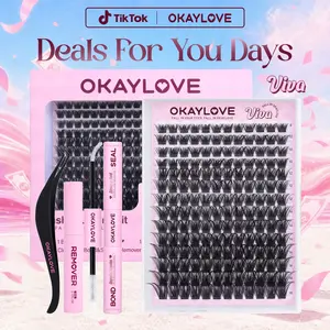OKAYLOVE Viva Lash Clusters Kit Volume Lash Extension Kit Lightweight Lash Cluster with Waterproof Long-lasting Lash Bond and Seal,Tweezers and Remover for DIY Eyelash at Home Easily,  Makeup Girl Gifts DealsForYouDays