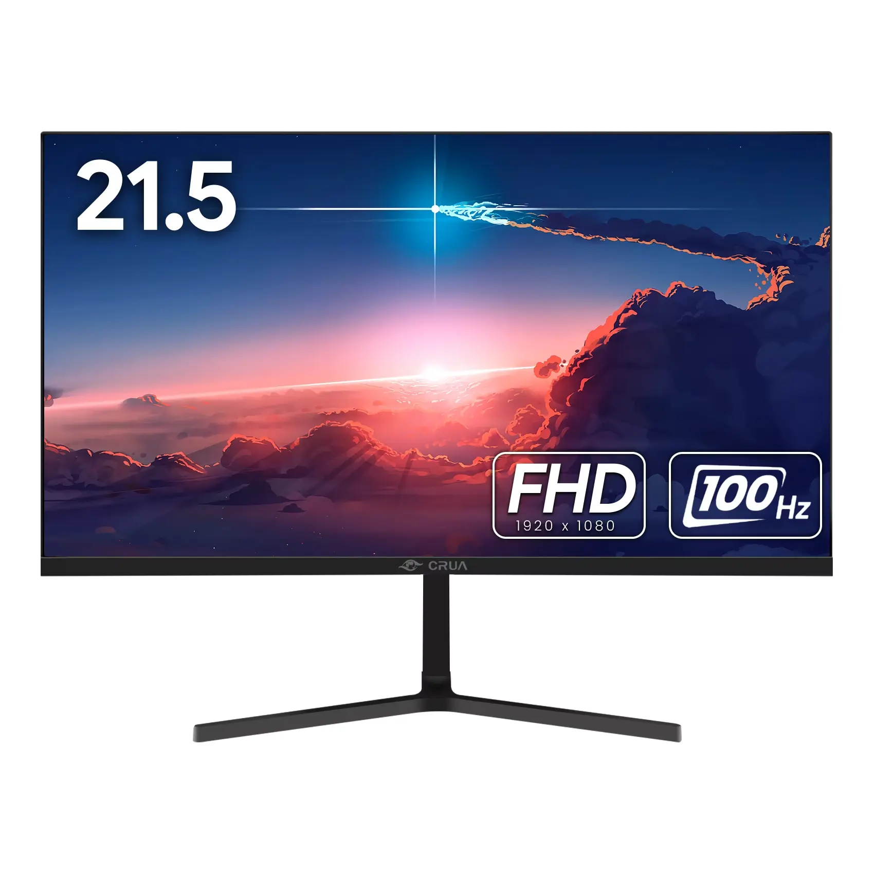 CRUA 22-Inch Flat FHD 1080P 100Hz VA Panel Gaming Monitor, 120% sRGB, Blue Light Filter, Wide Viewing Angle, Sleek Design, VESA Mounts, Wall Mountable, Dual Ports (VGA & HDMI), White - For Laptops, Games, Monitors for Gaming, Desktop Use, Gaming Stuff