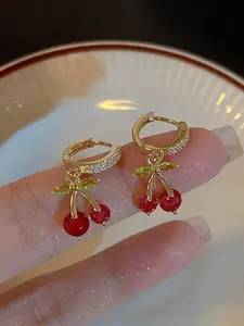 Cute Cherry Design  Earrings, High Quality Earrings, Fashionable Jewelry for Women & Girls, Trendy All-match & Exquisite Jewelry for Birthday Gift