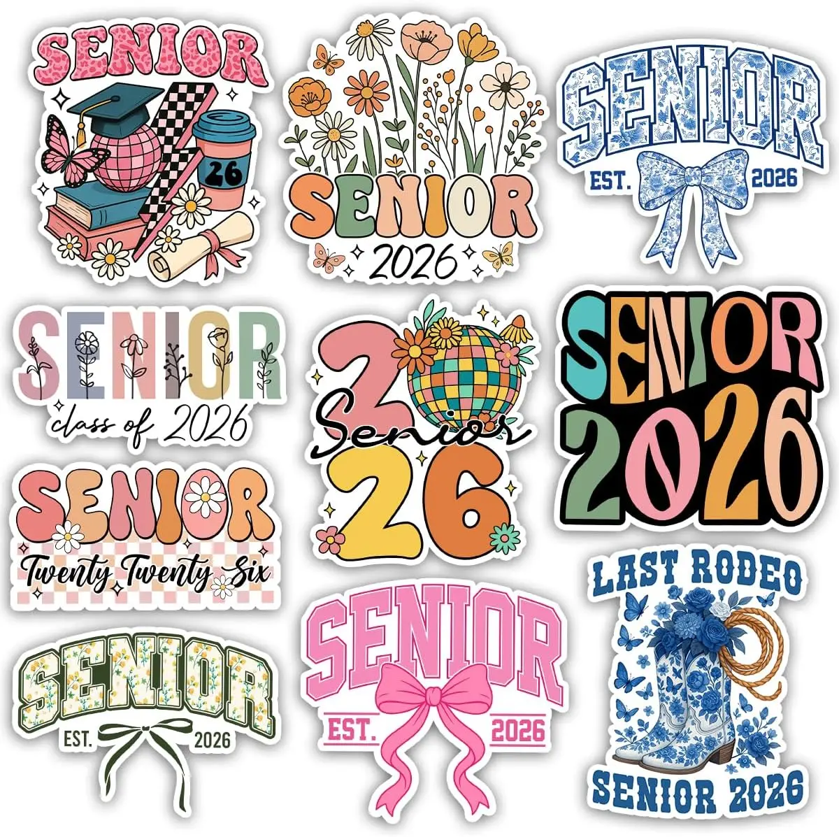 Senior 2026 Sticker Pack, Cute Girly High School Sticker For Student Waterproof, Graduation Class Of 2026 Gift, College Student Decoration For Laptop Planner Tablet Kindle Vehicles