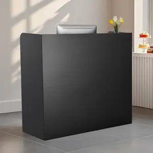 【Father's Day Gift】VEVOR 47-Inch Large Rectangular Reception Desk, Lockable Drawers Desk with Storage Compartment Cabinet, Multi-Drawer Commercial Office Furniture for Lobby, Beauty Salon Checkout, Black, Compartment Cabinet Desks, Drawers Desks