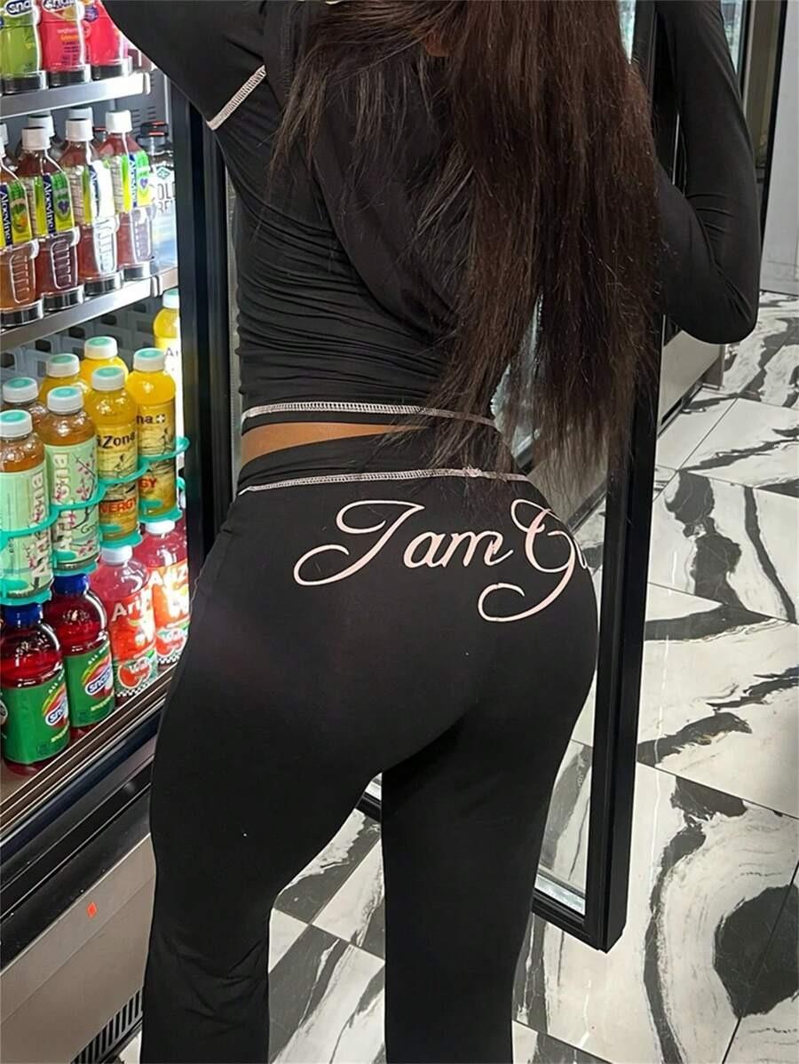 2026 Spring Summer Trend Gia Set – Y2K Zip Up Crop Top & Flare Pants Two Piece, Streetwear for Hot Girl Summer, Music Festivals, Memorial Day & Everyday Outfits, Slim Fit Stretchy