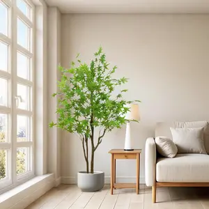 5FT Artificial Maple Tree Realistic Fall Maple Leaves Shrubs Autumn Fake Trees for Home Thanksgiving Hallowen Outdoor Indoor Decoration