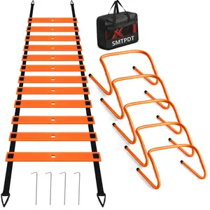 Agility Ladder,Soccer Training Equipment Set,20ft Speed Ladder,5 Agility Hurdles,Football Basketball Training Equipment,Football Accessories for Kids Youth Adults | Footwork, Speed & Agility Training