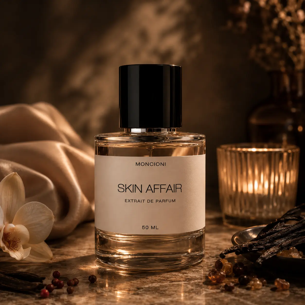 Moncioni Skin Affair Extrait de Parfum - Unisex Luxury Fragrance with Vanilla, Musk, Orange Blossom, Long-Lasting Designer-Inspired Niche Perfume Gift