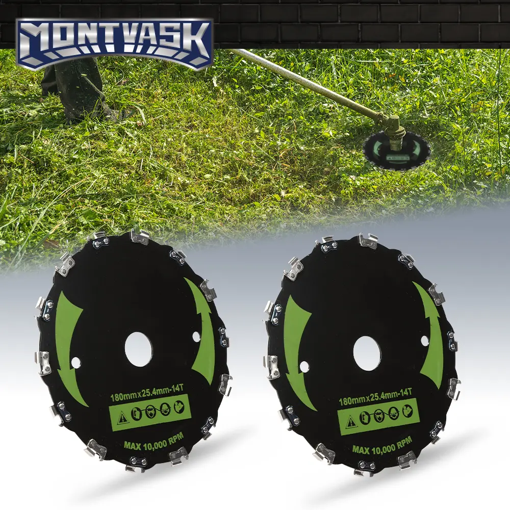 CROSSDESIGN 2PCS 7" Chainsaw Tooth Brush Blades, Grass Trimmer Accessories, Lawn Trimmer Parts for Bush Cutter, Weed Eater Handheld Head, Handheld Grass Trimmer, Straight Shafts
