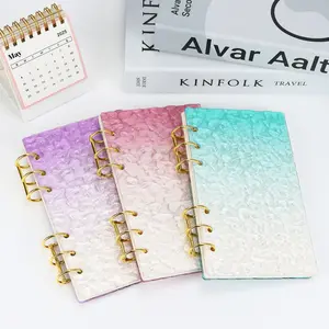 A6 Water Wave Custom Cover Loose Leaf Binder, Multi-Color Acrylic Cover, 6 Holes Refillable Notebook with Inner Pages, Portable Size for School, Office, Planner, Office Stationery Supplies