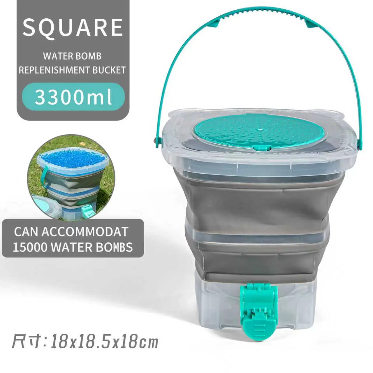 Foldable Gel Ball Toy Bucket - Water Toys, 7-8mm Pellet Filter, Drainage Tool, Quick Bottle Filler, Soaking Container That Doubles As A Gel Ball Loader