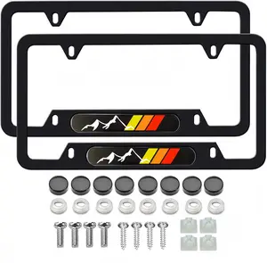 Premium Aluminum Alloy Vehicle License Plate Frame Bracket Holder, Weatherproof Black USA Car Exterior Accessory for Pickup & SUV Models, with Mounting Kit, Vehicle Accessories for Car, Car Accessories