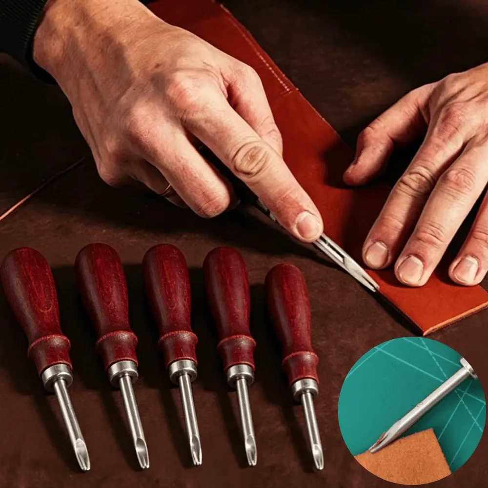 5PCS Leather Edge Skiving Beveler, Leather Working Tools Burnishing Tool Edge Cutting Trimmer Tool for Leathercraft Working (0.8Mm, 1Mm, 1.2Mm, 1.4Mm, 1.6Mm)