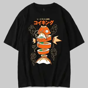 Magikarp Sushi Remix Japanese Streetwear Graphic Oversized T Shirt For Pokemon And Anime Fans Subtle Anime Clothing Casual American Short Sleeve T-shirt