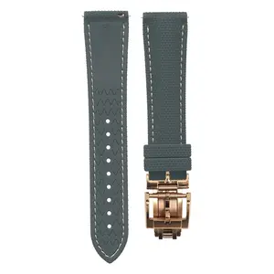 Premium Quality Soft Rubber Strap with White Stitching and Quick Release Butterfly Clasp