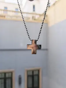 Anime Cartoon Girl Neon Genesis Evangelion Kaji Mami Minimalist Necklaces, Gothic Cross Pendant Charm Stainless Steel Jewelry