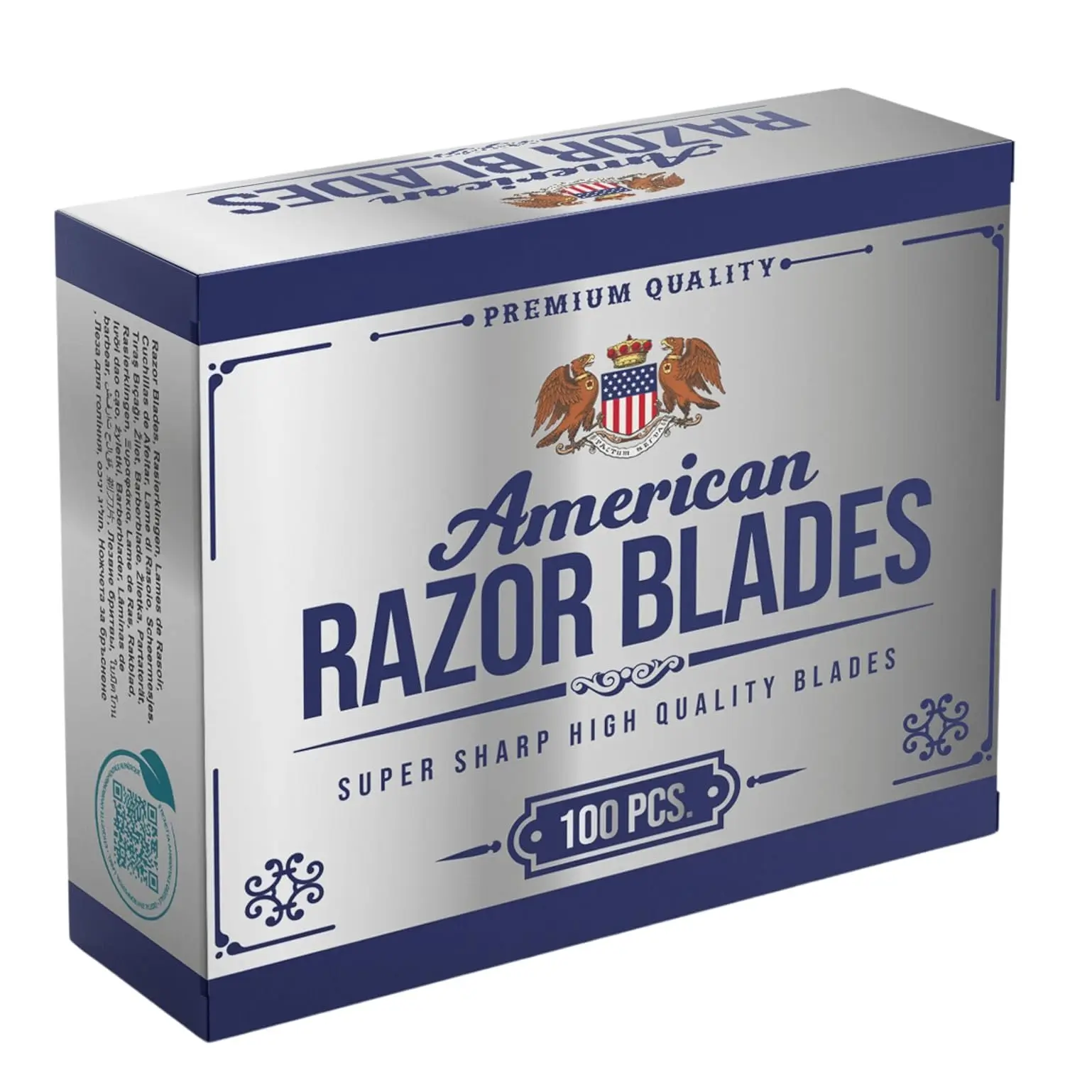 The Shave Factory American Vintage Double Edge Razor Blades - Super Sharp, All Skin Compatible, 100-Count New Value Pack, Traditional Hair Removal Blades