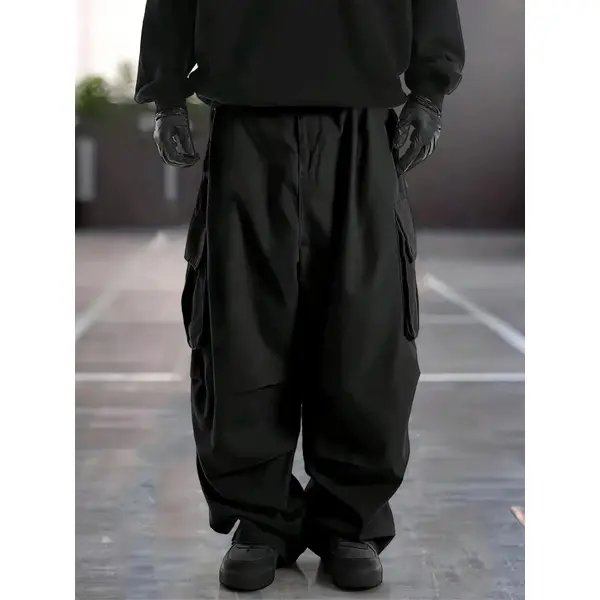 Men's Techwear Cargo Pants, Casual Oversized All Purpose Trousers with Multi-Pockets for Practical Storage, Plain Streetwear Menswear, All Purpose Pants, Streetwear Flow