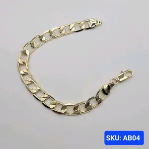 Bracelet Cuban Link Style Laminated-Gold 8 Inches 9 Millimeters for Adults Size Jewelry Accessory SKU AB05