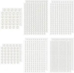 1982 Pcs Self-Adhesive Pearl Stickers, Multiple Sizes, Decorative Pearl Gems for Face, Crafts, Hair, Makeup, Nail