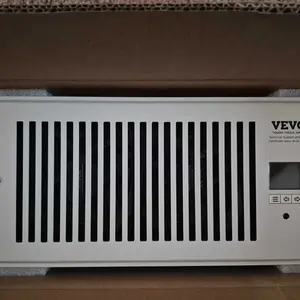 VEVOR 4'' x 12'' Register Booster Fan - Quiet Aluminum HVAC Fan with Remote, Thermostat Control, Adjustable Speed, Programmable LCD Controller, Powerful PWM Motor, 100cfm Flow, Compact Fit, Energy Saving for Airflow Enhancement, Hvac System, Fits 4'' X 12