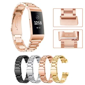 Doemoil Stainless Steel Replacement Watch Band Metal Strap Bracelet For Fitbit Charge3/4