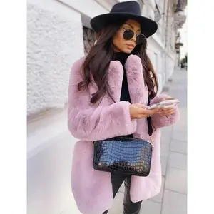 WomenPurpleLongSleeveLapelWinterCoat2025NewFashionTemperamentOfficeLadyWhiteFurJacketsClothingRed