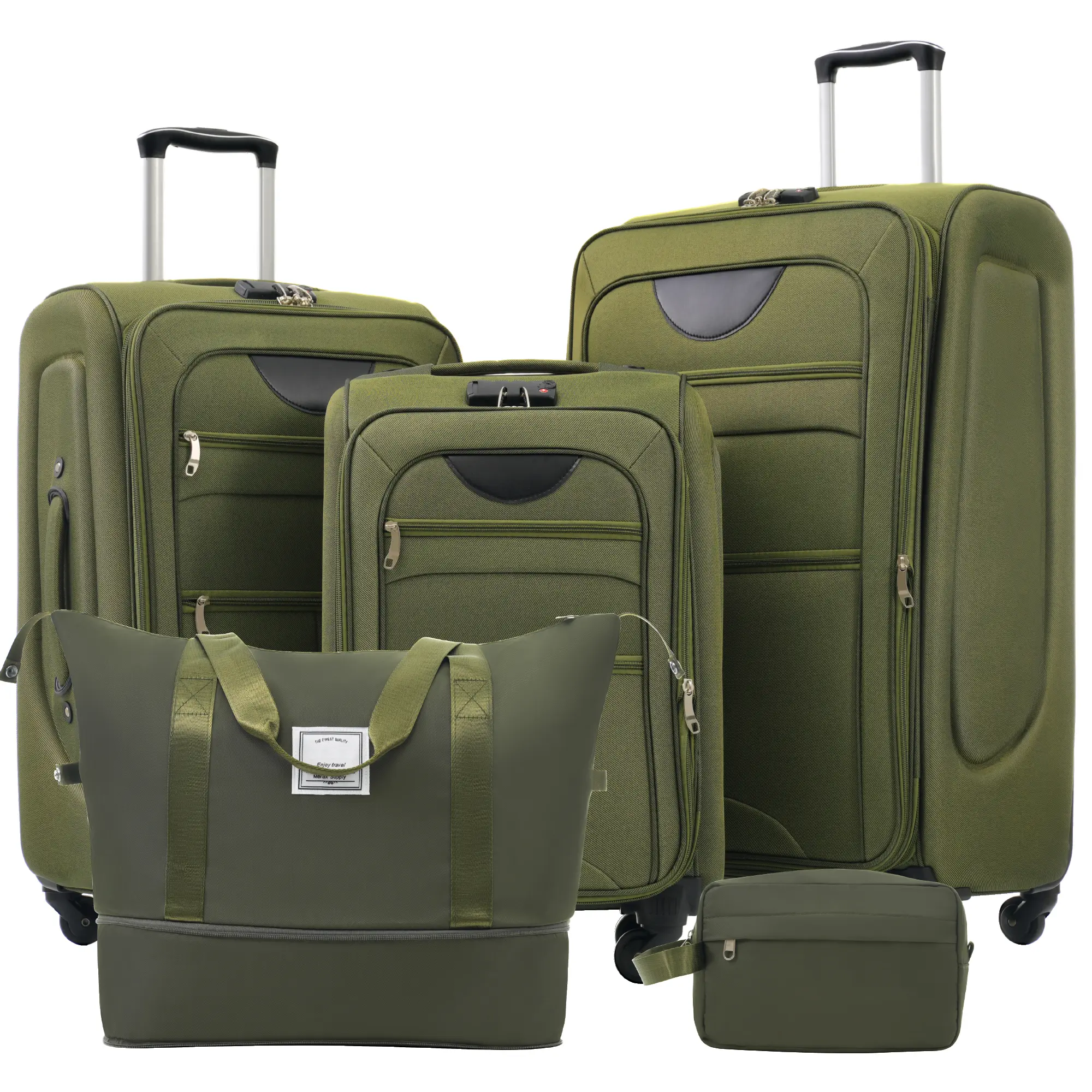 Softside Expandable 3 Piece Luggage Set, Lightweight Spinner Wheel Suitcase with Garment Bag, 22/26/30 Inch Travel Luggage