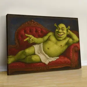 [Sale Up To 35%] Renaissance Shrek Print Funny Meme Bathroom Poster,  Wall Art Decor